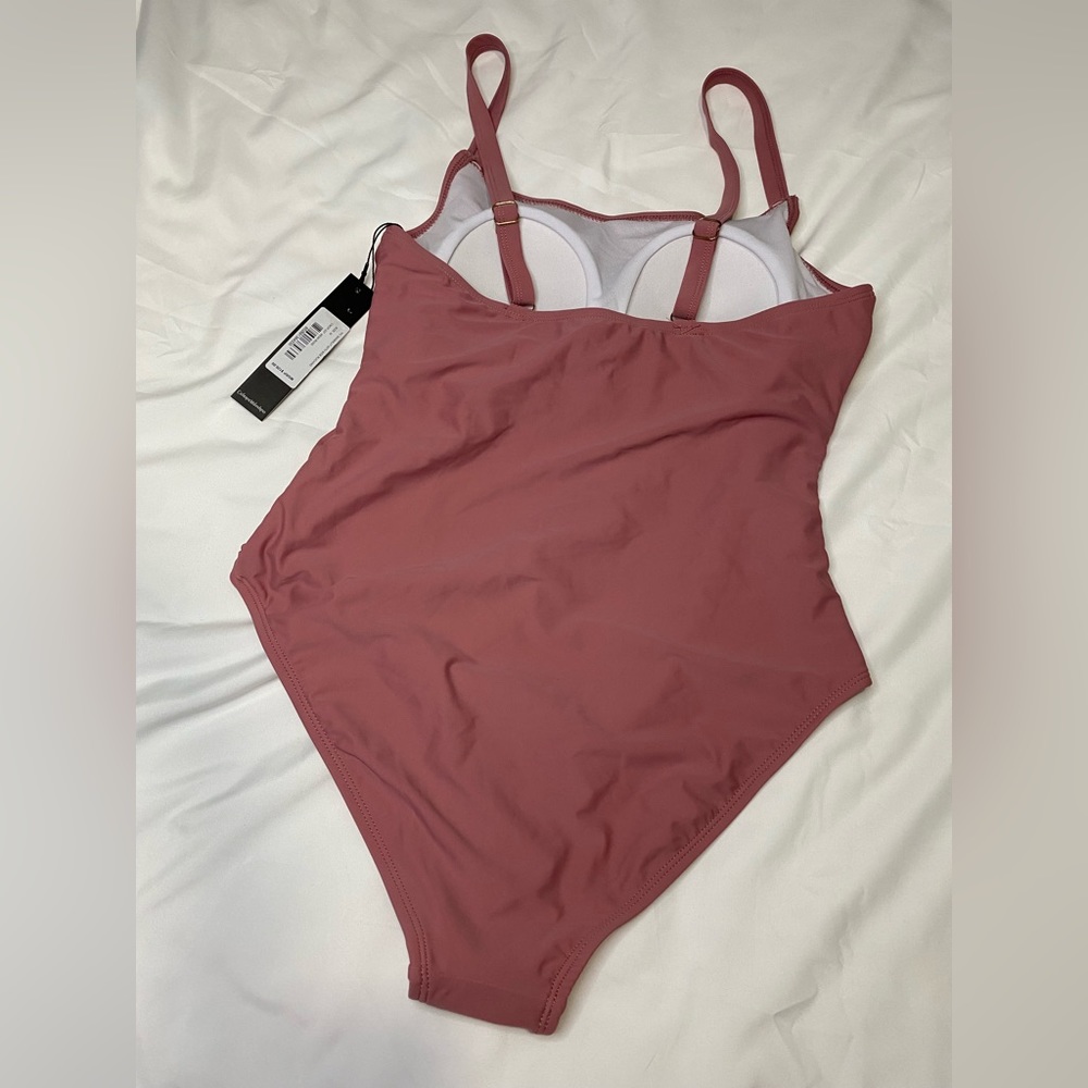 Catherine Malandrina One Piece ruching side swim thank style Size M Mesa Rose - Picture 4 of 5